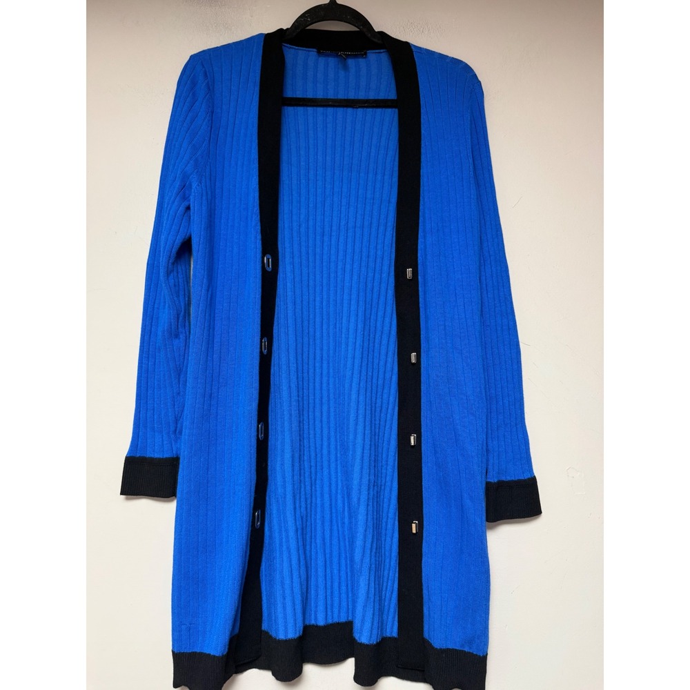 White House‎ Black Market Cardigan Women MP Blue Excellent Ribbed Duster Sweater